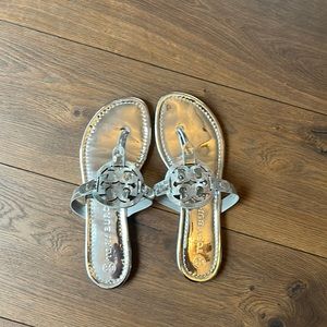 Like new Tory Burch Miller sandals in silver, size 8.5